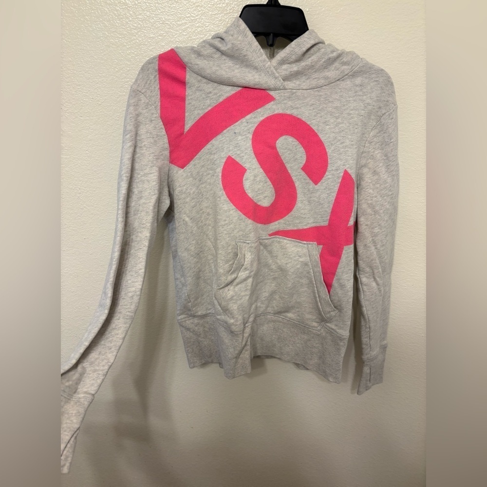 Victoria's Secret Gray Hoodie with Pink Accents